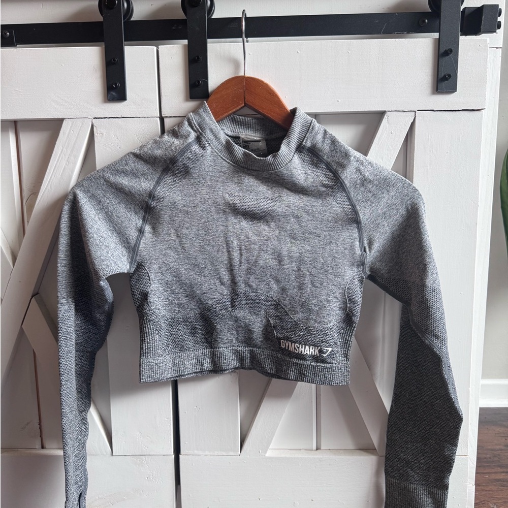 Gymshark Gray Long Sleeve Cropped Top